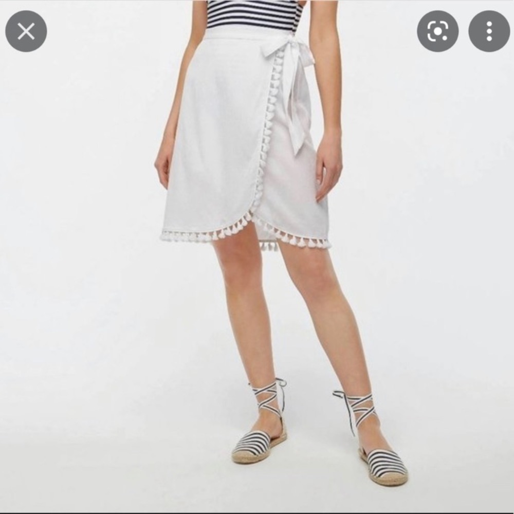 J. Crew Factory Faux Wrap Skirt navy tassels‎ size small bohemian summer